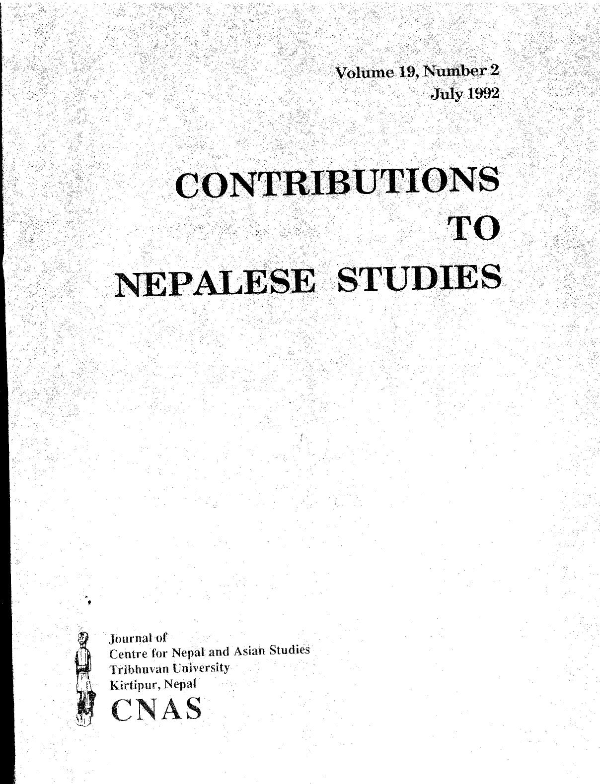 Contributions To Nepalese Studies :Volume19-02